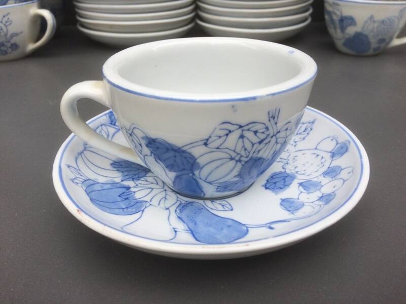 Set of cups and saucers Blue China