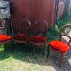 lot of 4 chairs Castle Chippendale, Louis XV late 1800s red velvet
