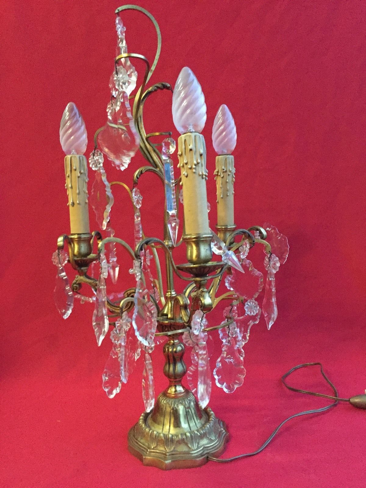 Pair of crystal tassels with bronze frame
