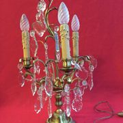 Paire de girandoles à pampilles cristal avec armature bronze