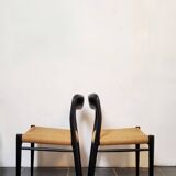 Niels Møller model 75 chair, black, Scandinavian, vintage 1960s.