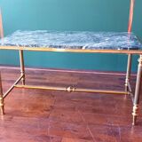 Table basse laiton massif et marbre vert