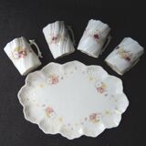 Tray and 4 small porcelain cups around 1900