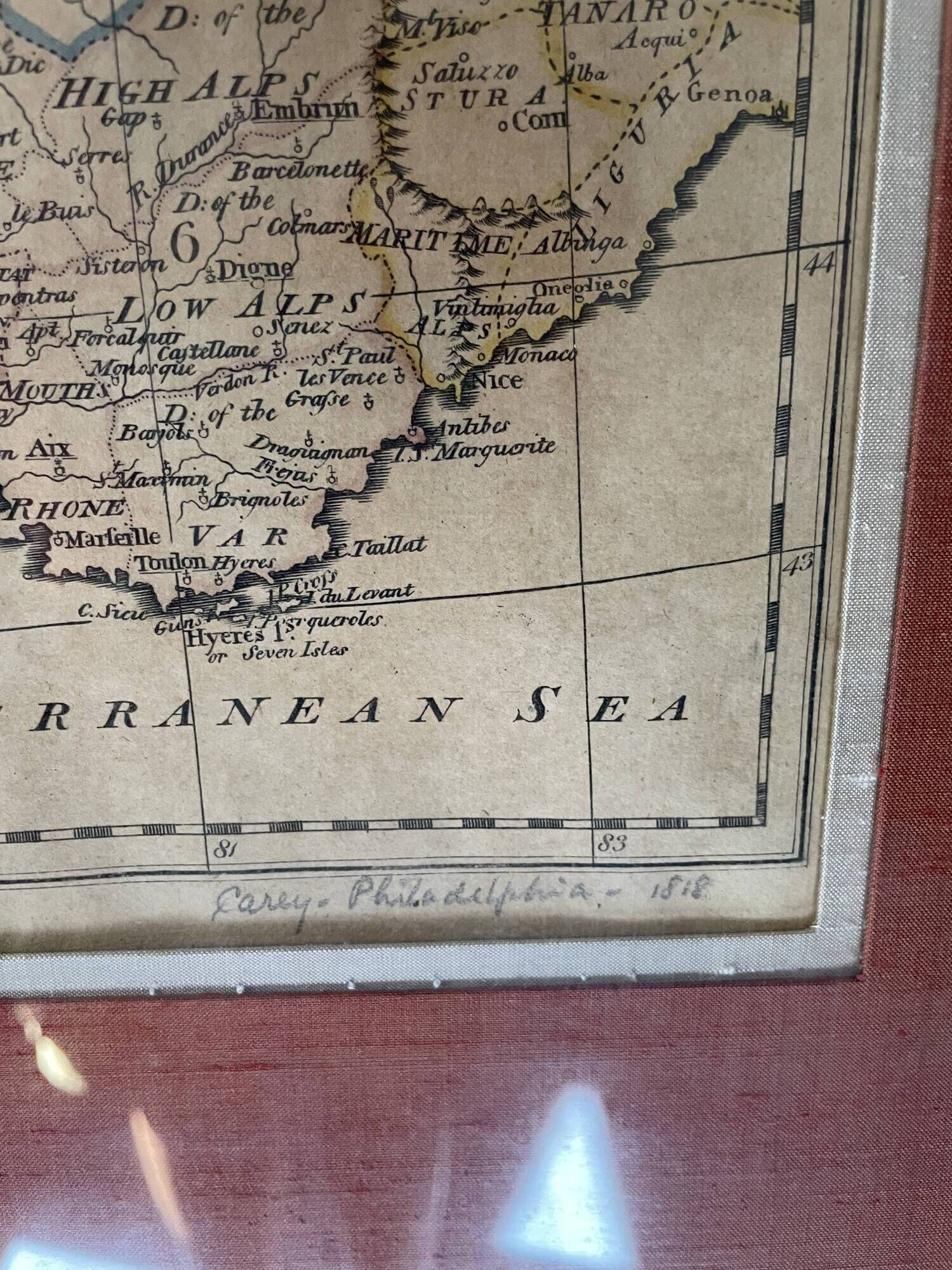 Atlas map of revolutionary France by Carey in Philadelphia 1814