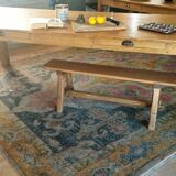 "A frame" bench in solid oak, patinated.