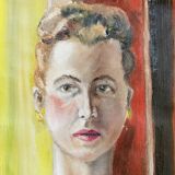 70's painting "The woman in the black blouse"