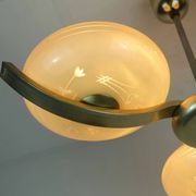 Art deco ceiling light with 3 glass shades 1930s 40s glass and metal 30s avantgarde design