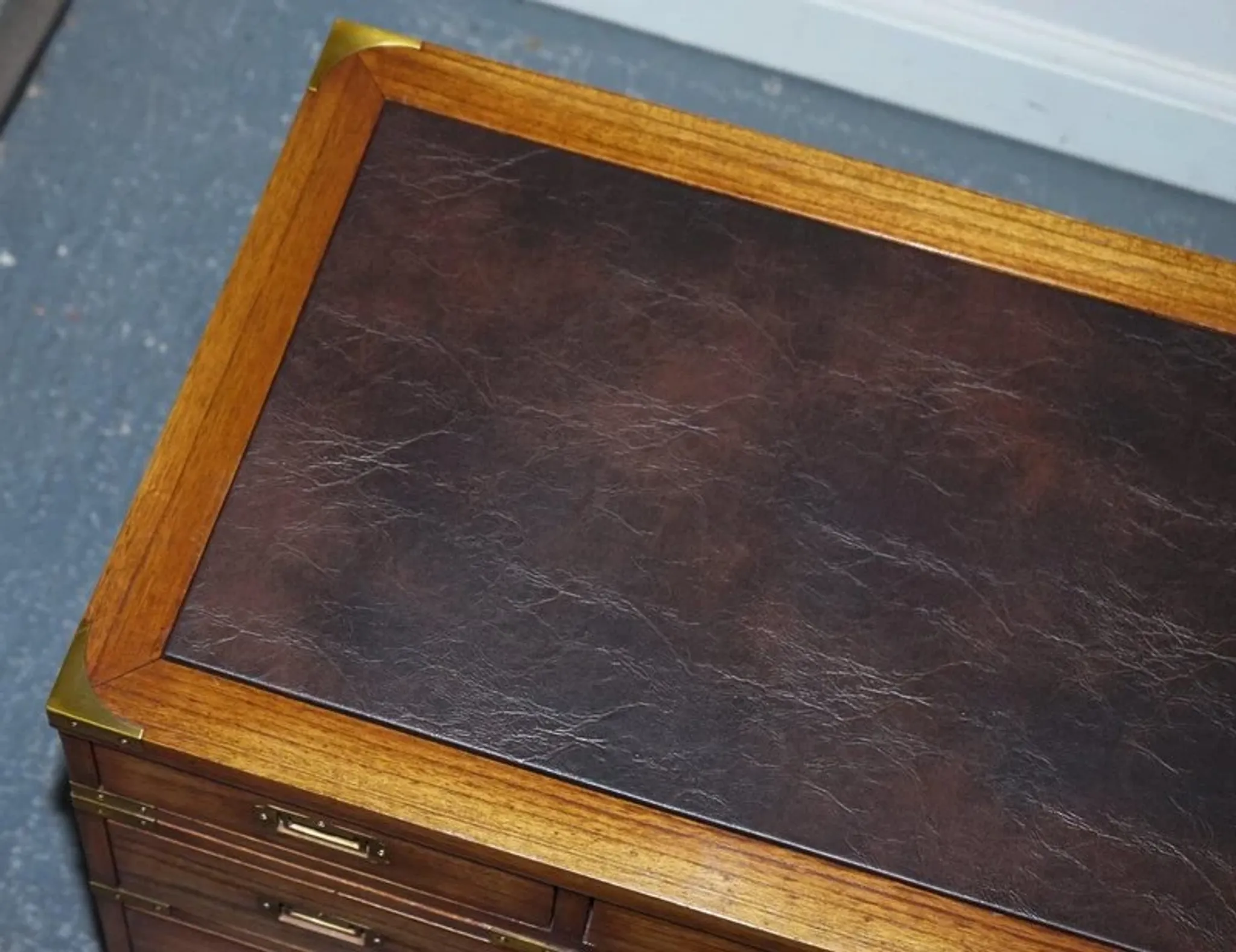 Vintage Military Campaign Desk with Brass Fittings