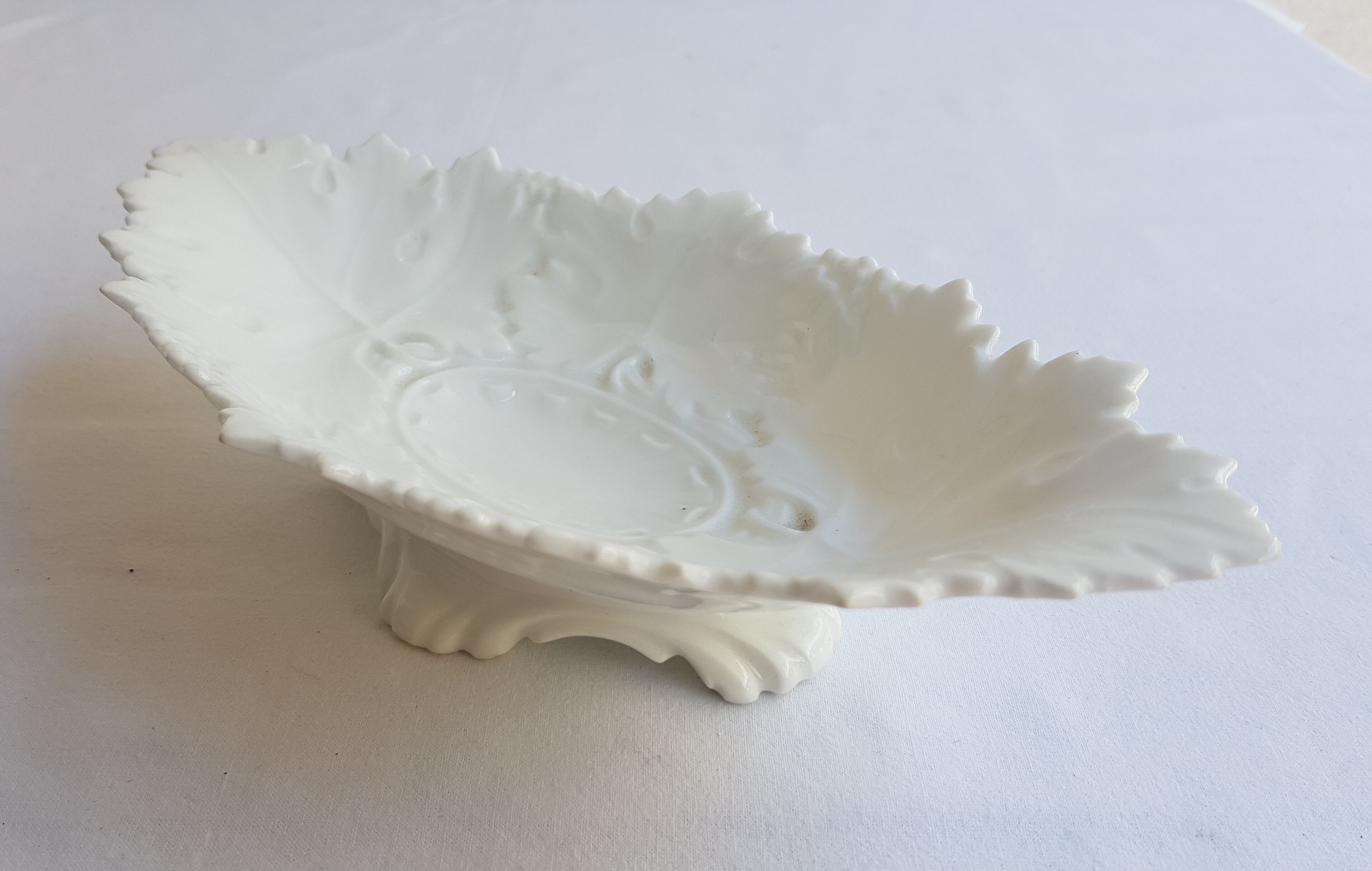 Large old ravier cut in white porcelain