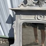 Large decorative mirror in carved wood with shabby patina