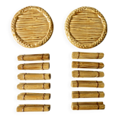 12 porte couteau et 2 dessous de bouteille en barbotine