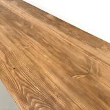 Large refectory table in solid pine and beech, with an X-shaped base.