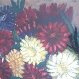 Tableau ancien dahlias