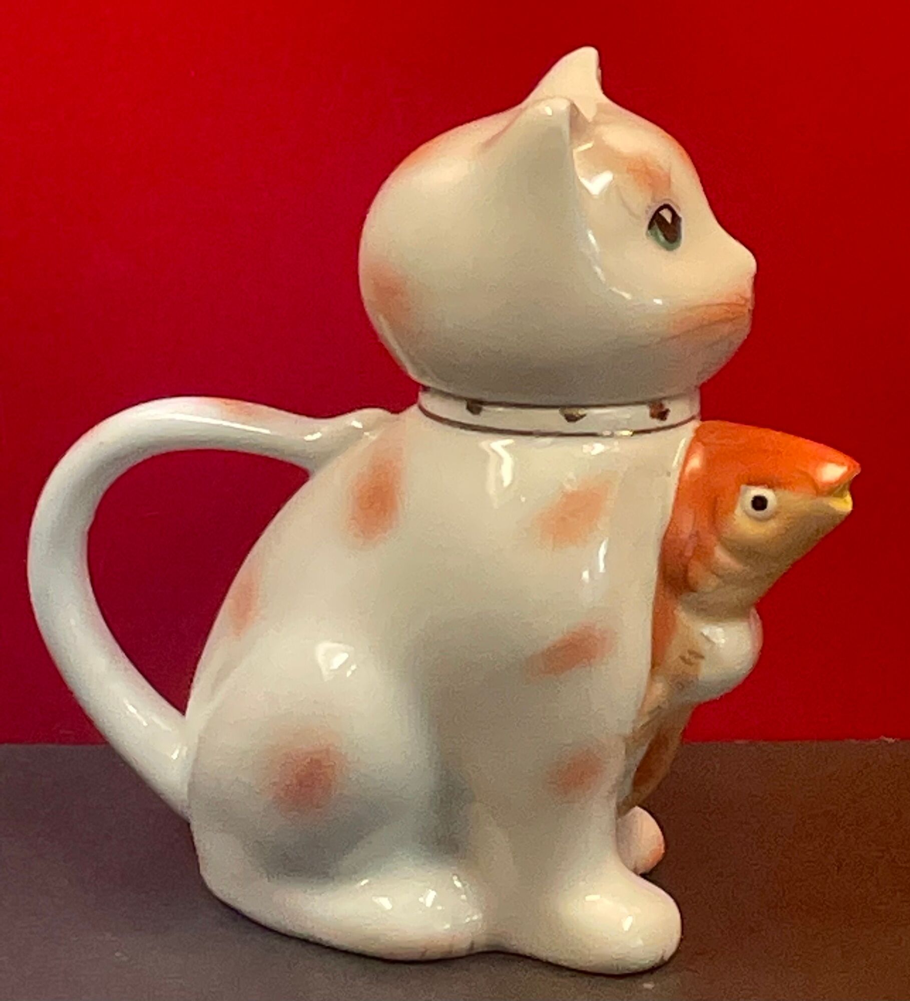 Teapot pouring zoomorphic cat chinese fish faience porcelain teapot cat