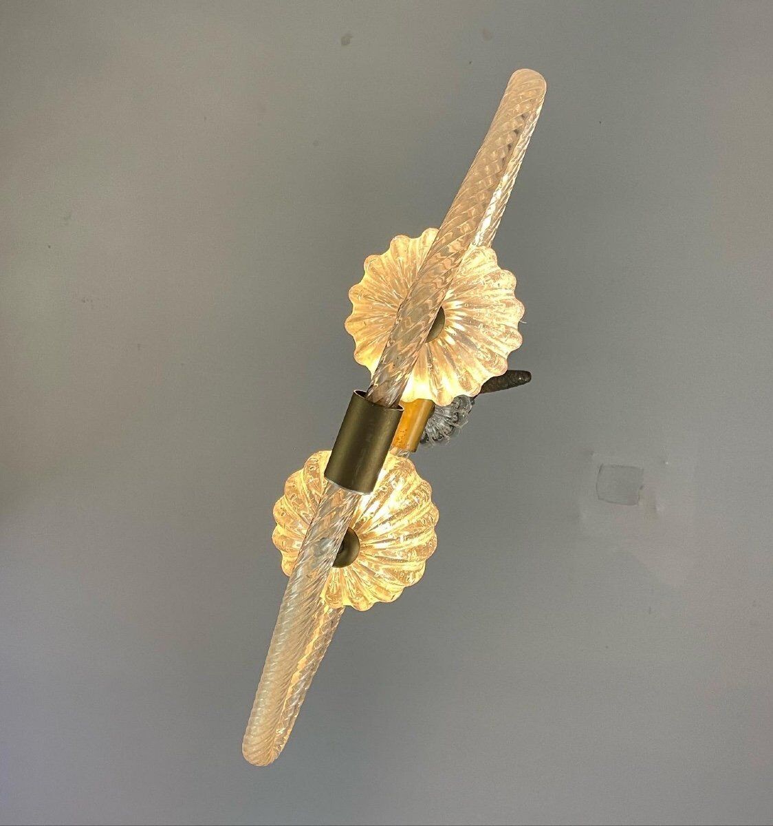 Venetian chandelier in murano glass and brass circa 1950