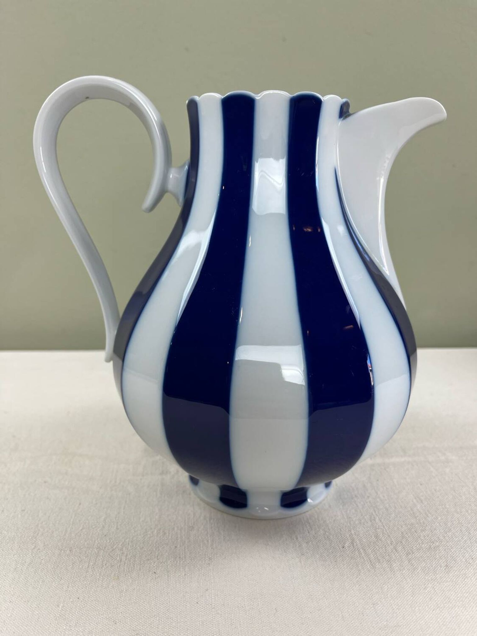 Cobalt striped carafe