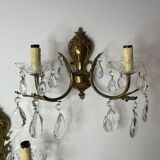 Paire d’appliques bronze et cristal