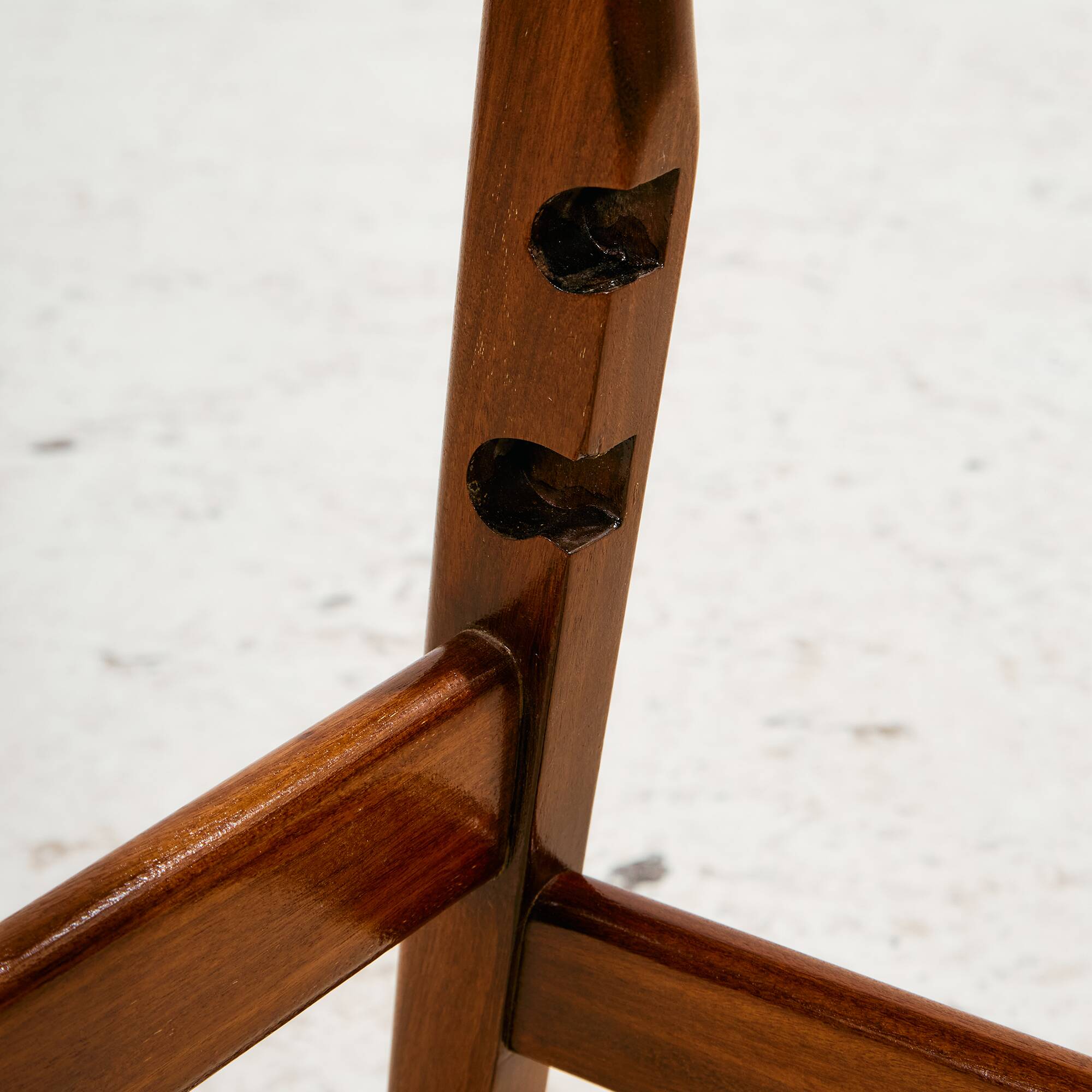 Teak armchair with leather upholstery