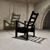 Black Lacquered Oak Modernist Armchair, 1960