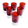 6 anciens verres à pied luminarc rouges h10 cm