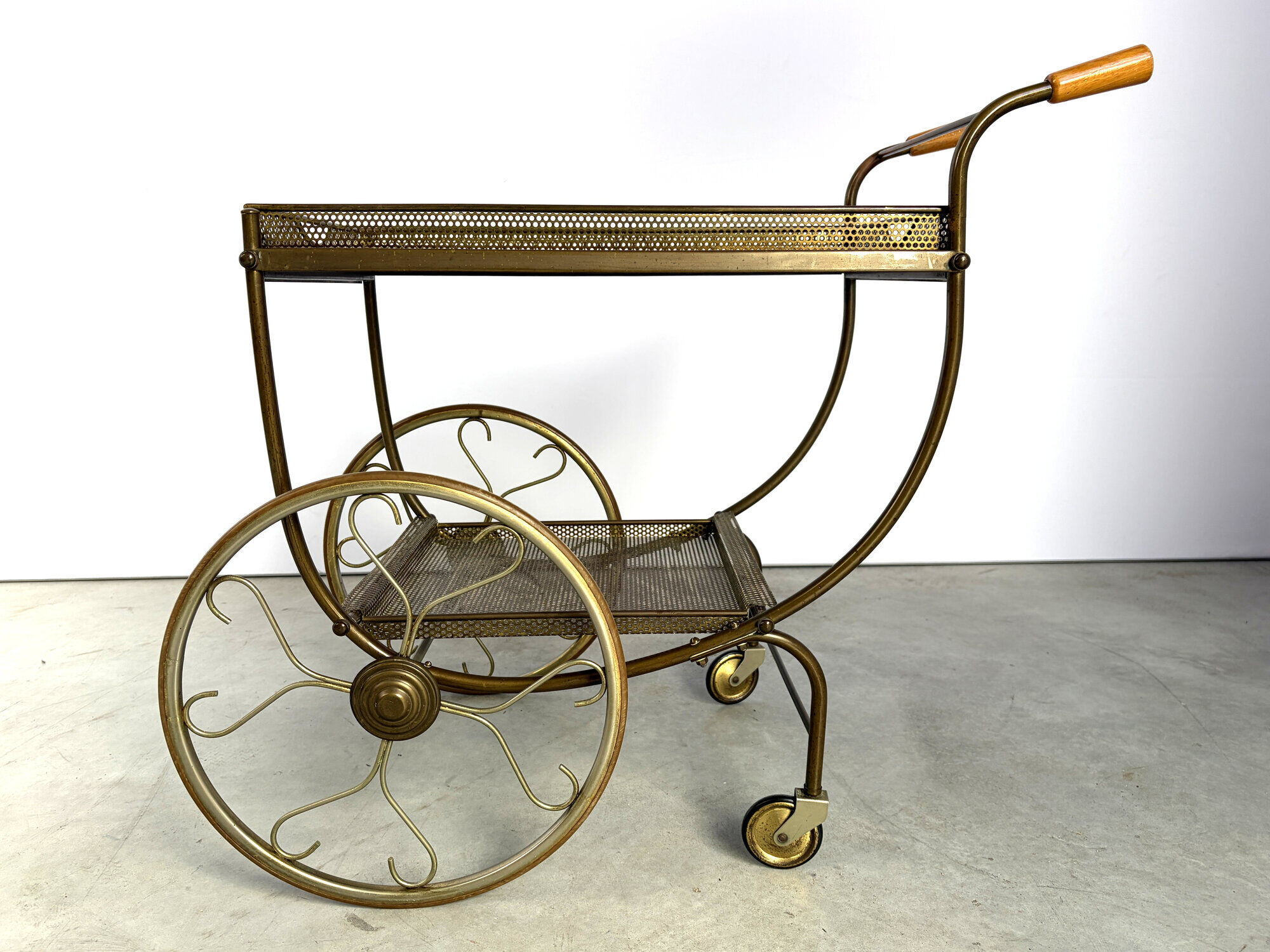 Serving trolley in perforated metal by Josef Frank for Svenskt Tenn, Sweden, 1950s