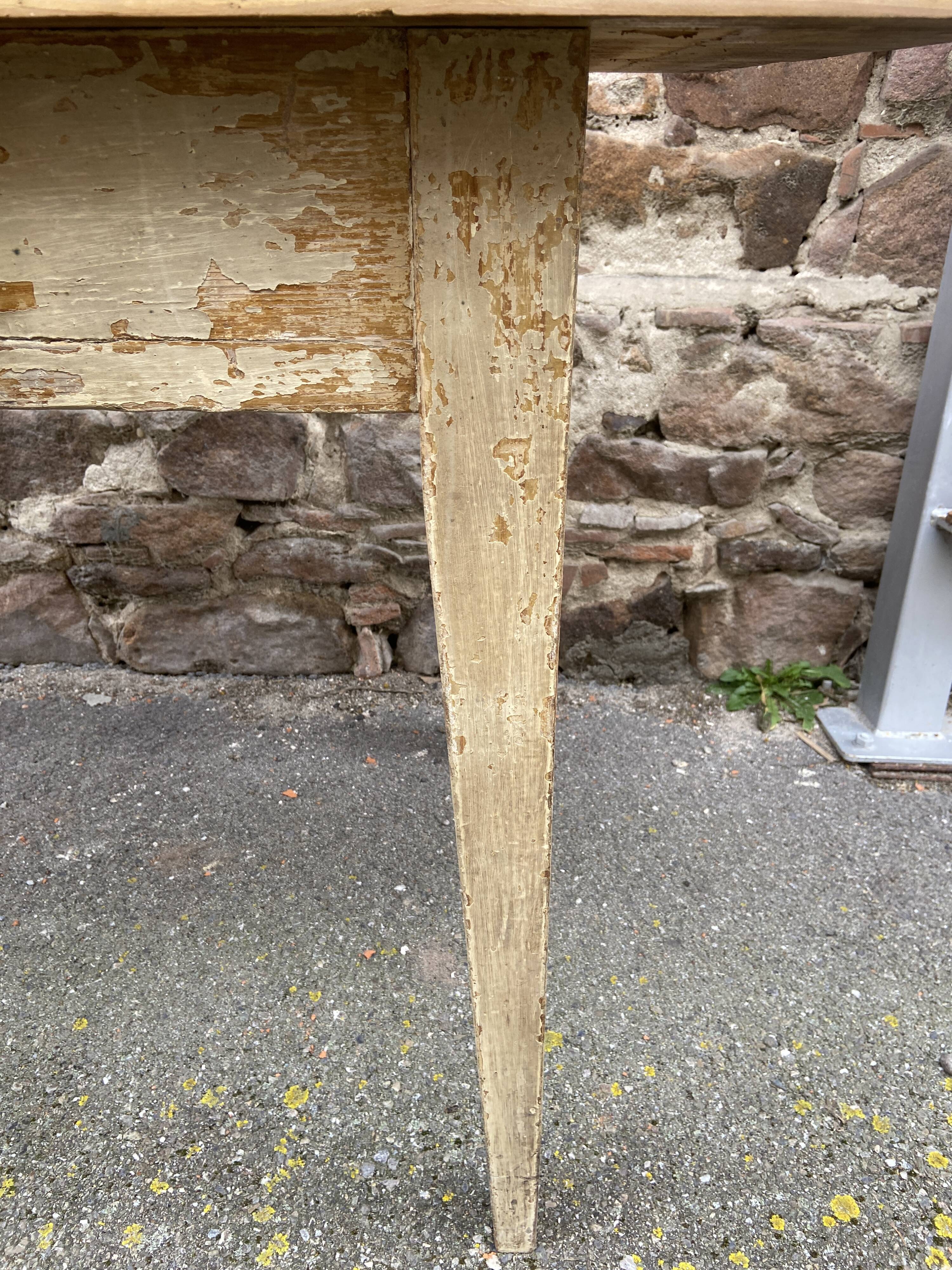 Shabby chic fir farm table painted natural wood 1900