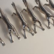 Set de 6 portes couteaux chevaux en chrome argenté- vintage
