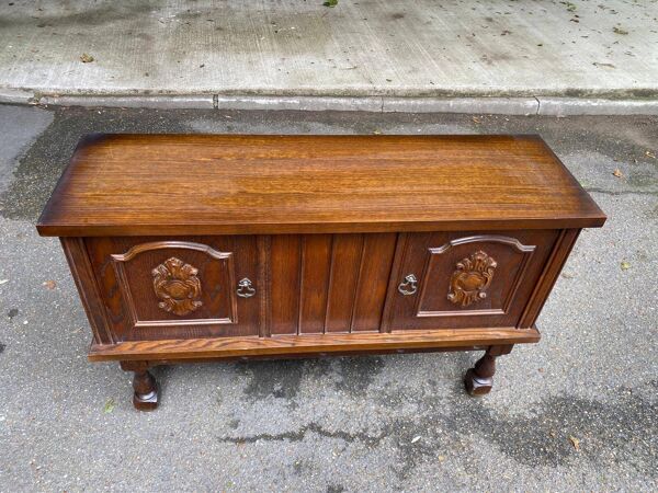 Buffet 2 corps vitré, vitrine espagnole, basque en bois