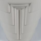 Vintage Ikea table lamp in white ceramic, Memphis style with black and white lampshade.