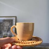 Ceramic and rattan coffee cups