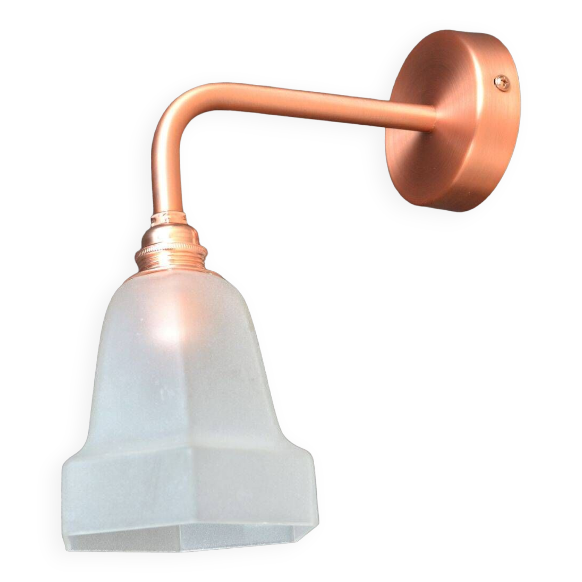 Frosted glass wall light and copper support