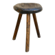 Tripod stool made of carved solid wood, handcrafted, around 1950.