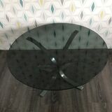 Vintage glass coffee table and chrome foot