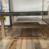 Table Basse « G » par Belgo Chrom plaqué Or 23kt