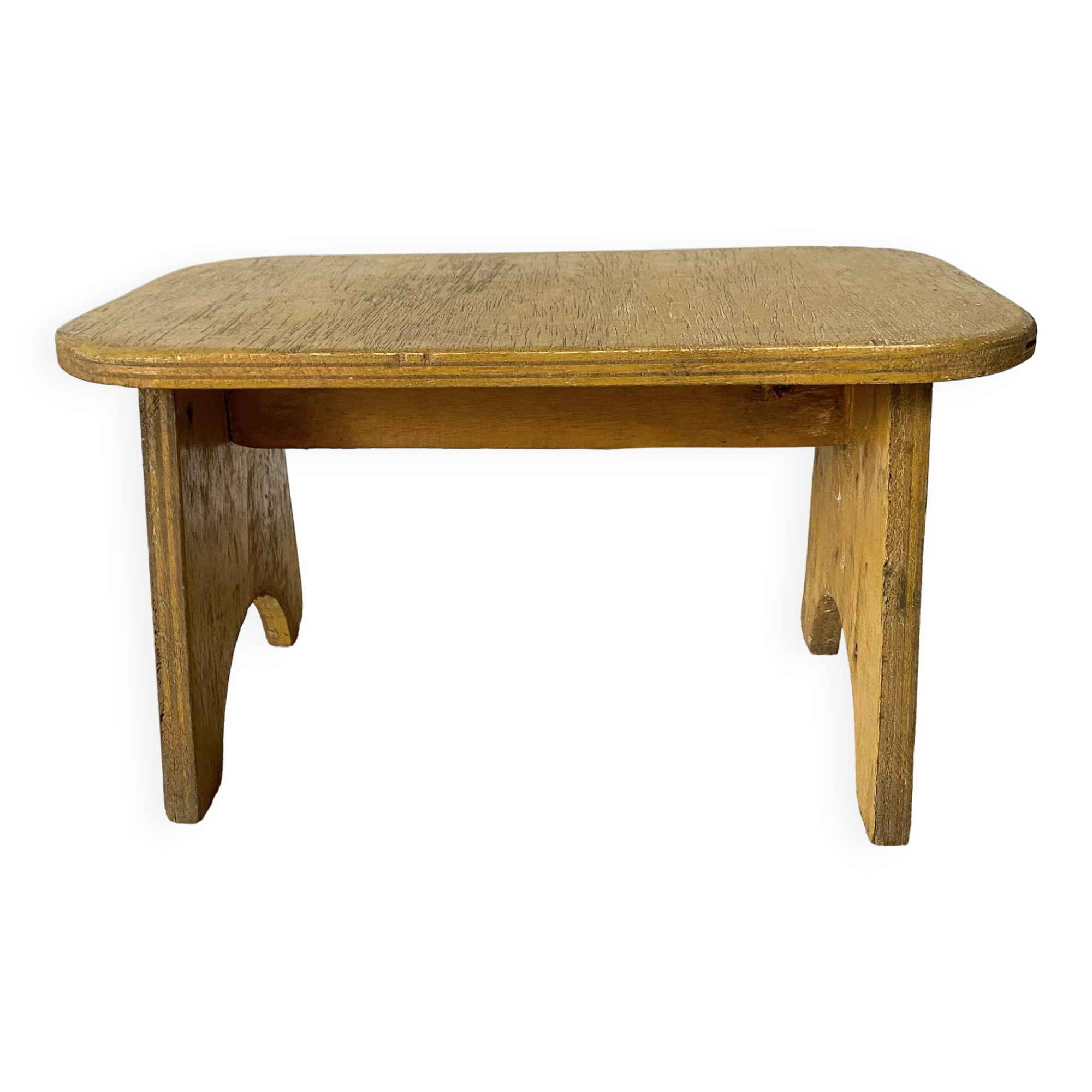 Low stool, plant stand in yellow painted wood
