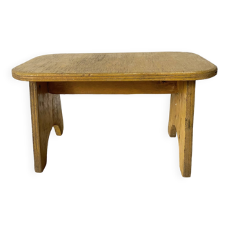 Tabouret bas, porte-plante en bois peint en jaune