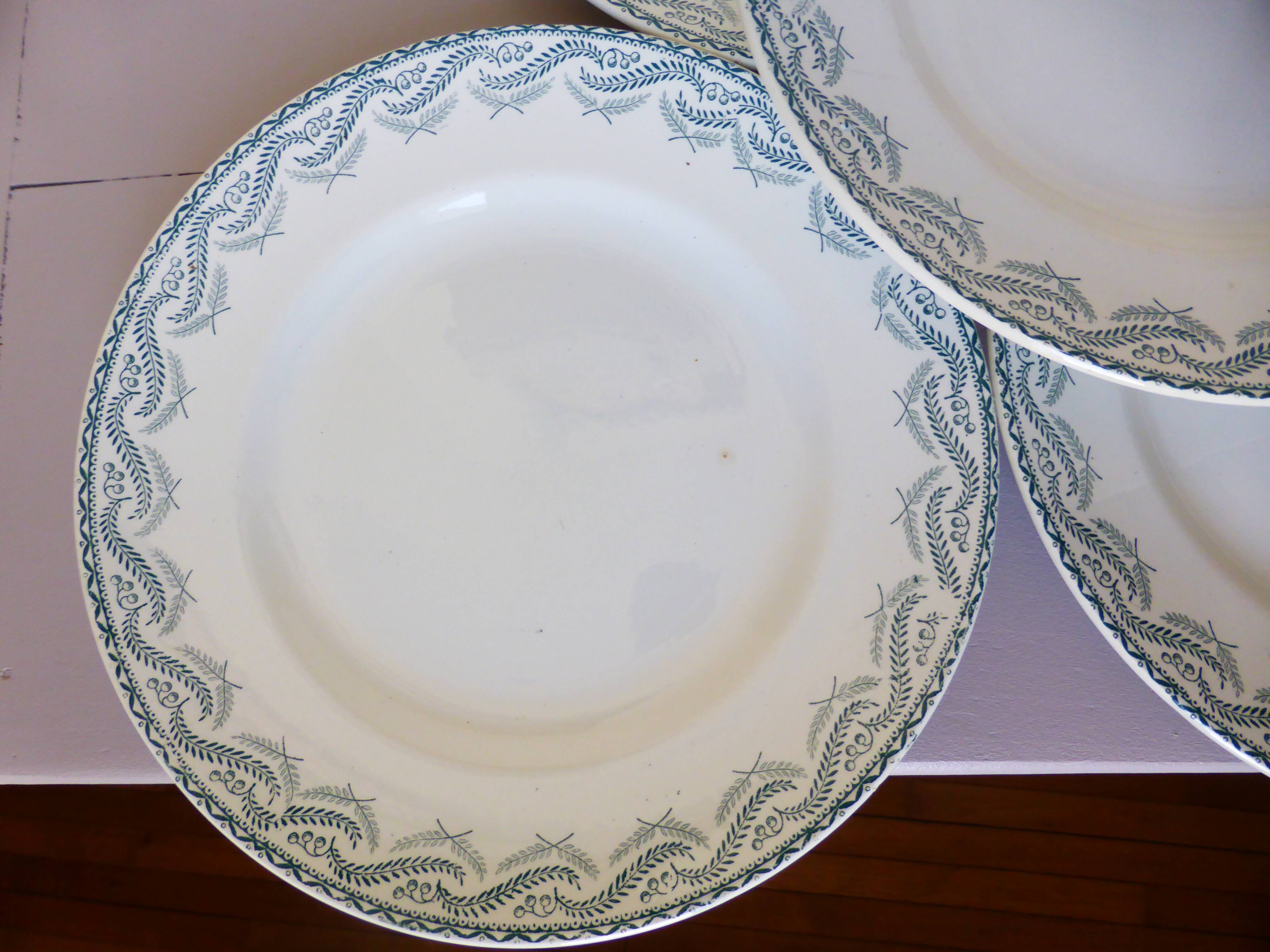 5 flat plates in iron earth from St Amand, Réjane model 210726