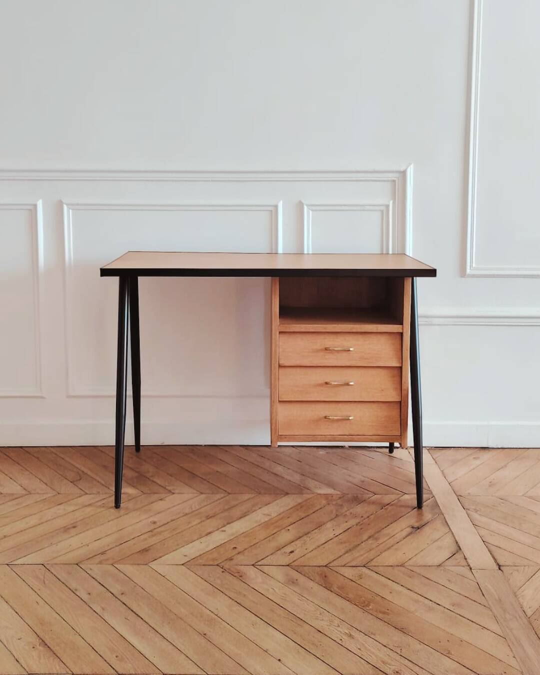 Renovated vintage desk, Scandinavian style, 1950s-60s.