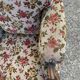 Antique Louis XV style shepherdess armchair in floral flocked fabric