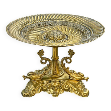Grande coupe à fruits en laiton massif Néo Renaissance