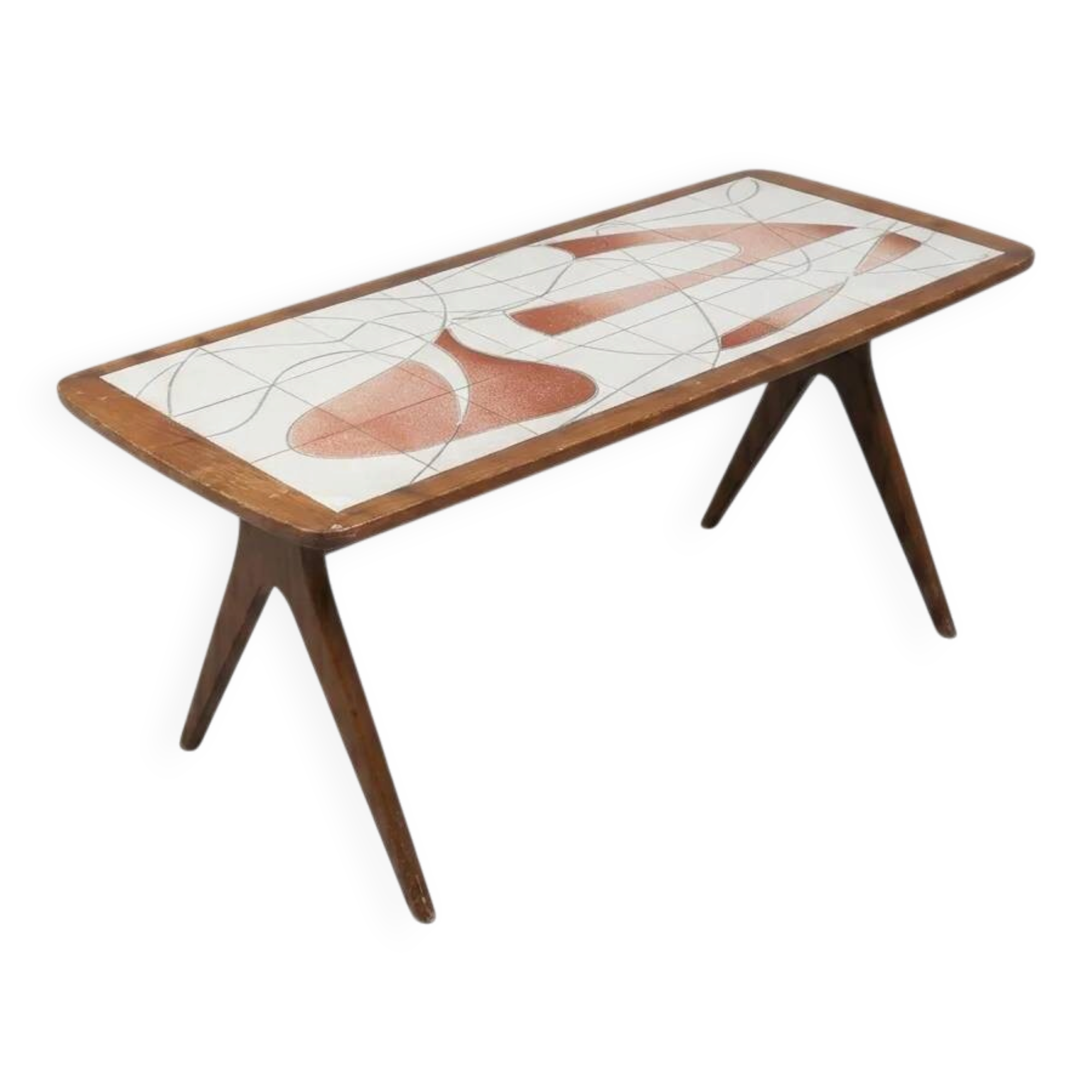 Vintage Scandinavian coffee table with tiled top - Edmund - 1950s