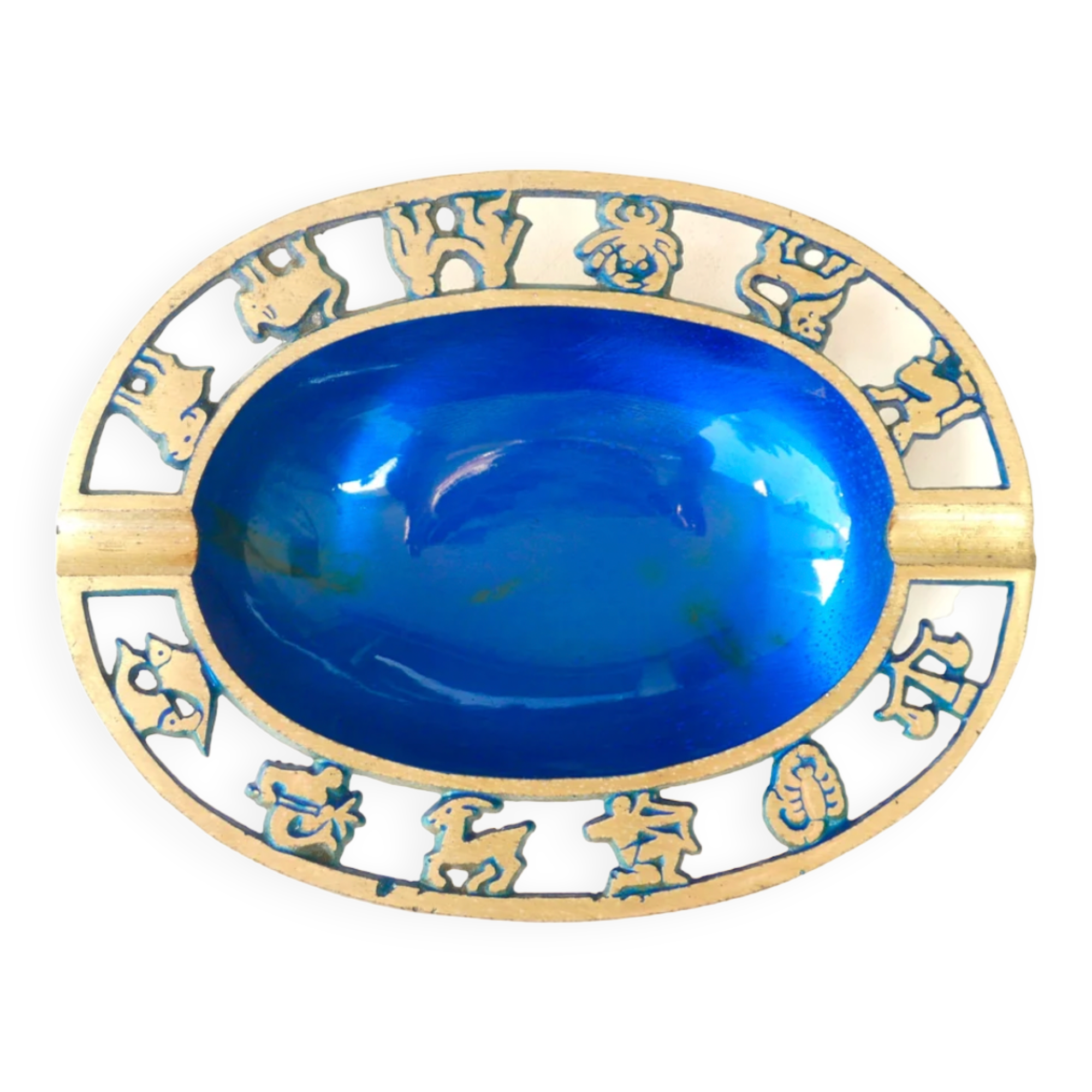 Empty brass pocket, astrology décor, made in Israel