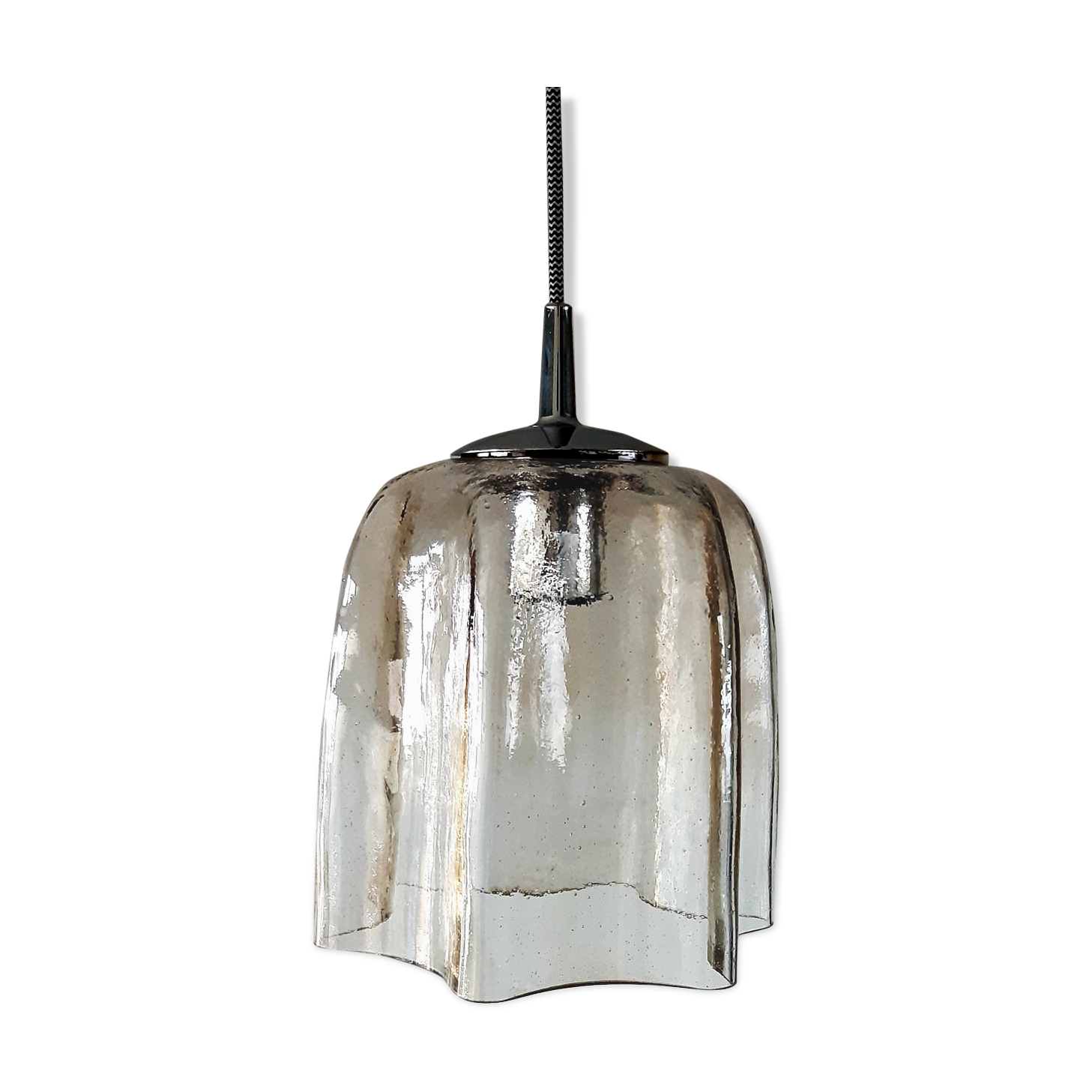Suspension tulipe en verre biot transparent