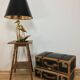 Heron lamp, golden brass animal style