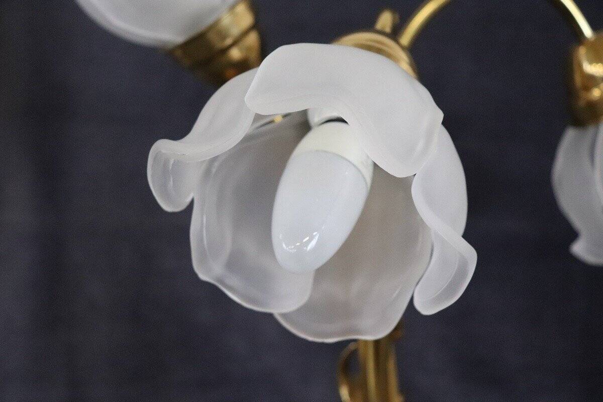 Vintage Brass And Glass Table Lamp, 1980s