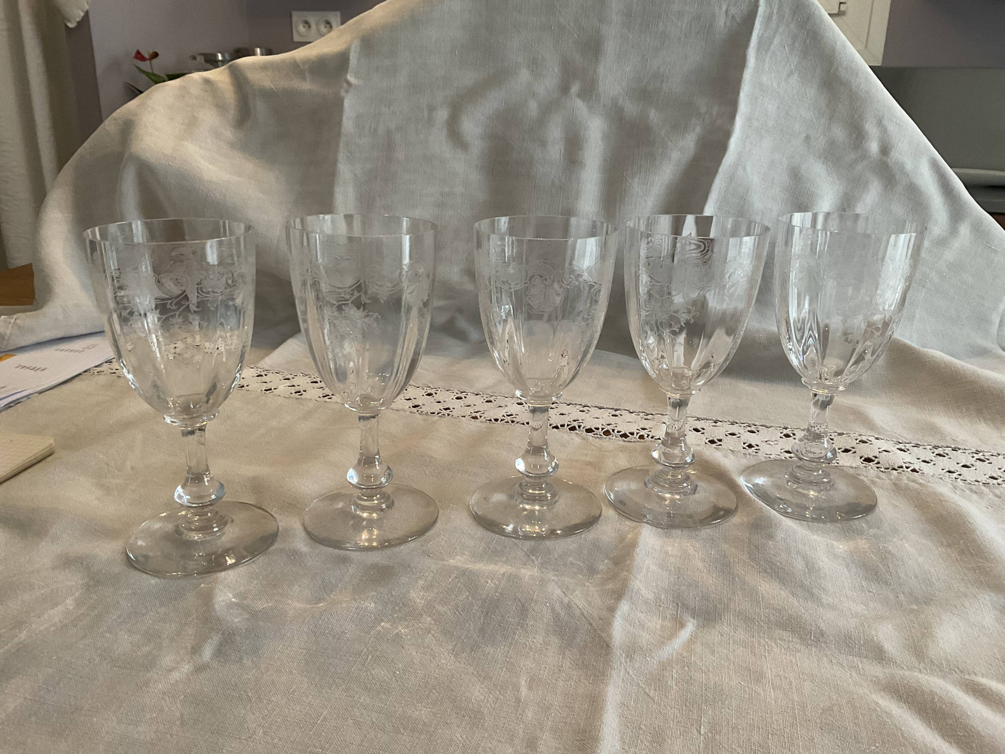 5 water glasses, Crystal Saint Louis, model Massenet with Venetian dimensions