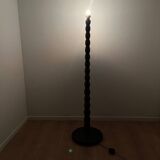 Pied de lampe de sol en bois tourné , 1980