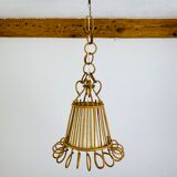Vintage rattan pendant lamp 60s