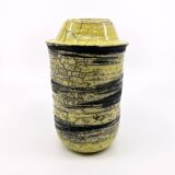 Handmade cracked ceramic vase • 1980s • signed