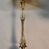 Floor lamp with wooden base